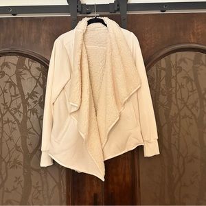 Ivory Open Jacket with Teddy Sherpa Lining and Deep Pockets